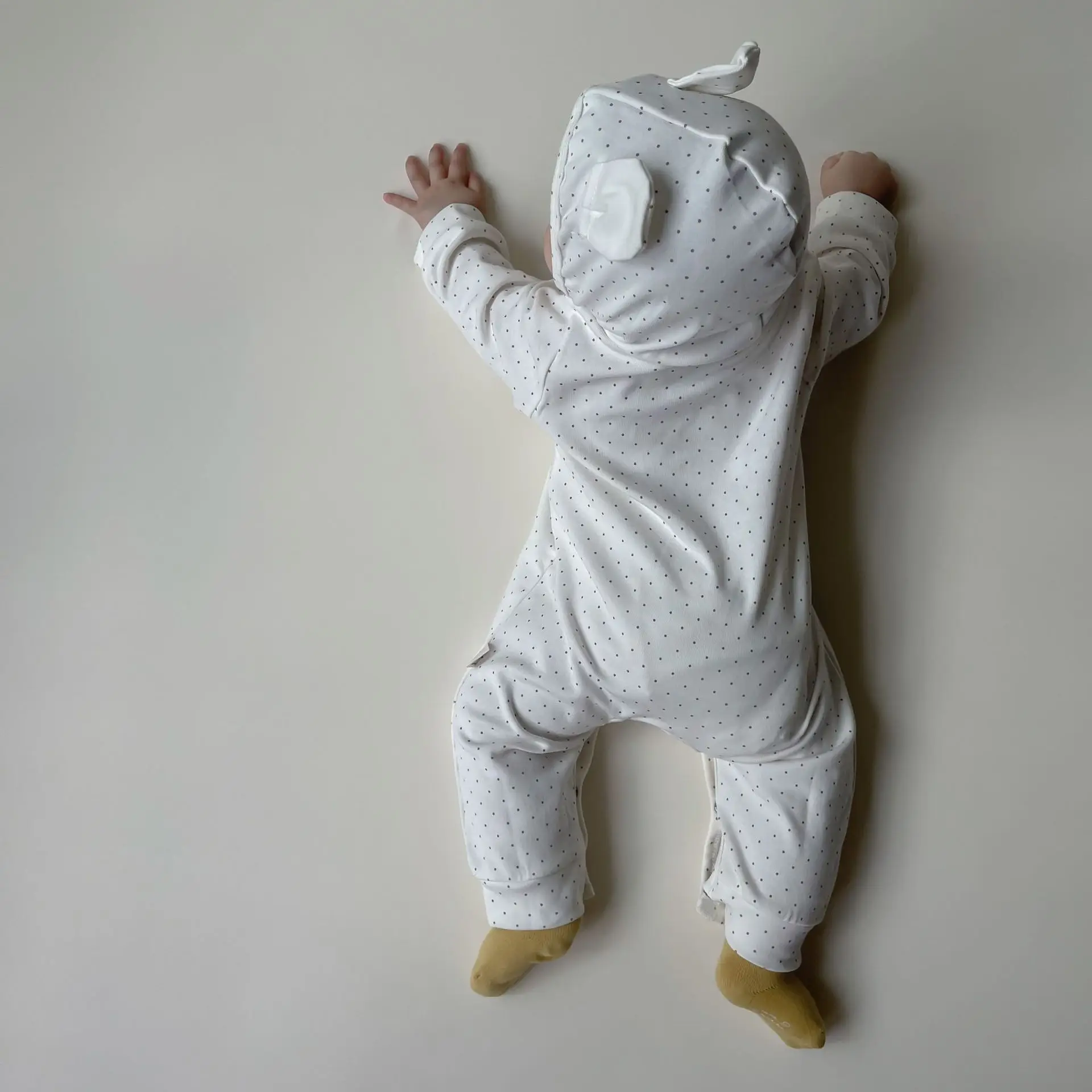 2025 Korean Style Baby Jumpsuit Brown Polka Dot Embroidered Bear - Image 7