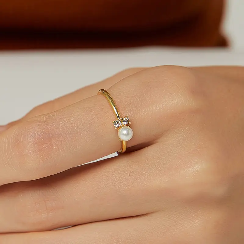 Zircon Bead Ring for Women Light Luxury Cold Style - Image 3