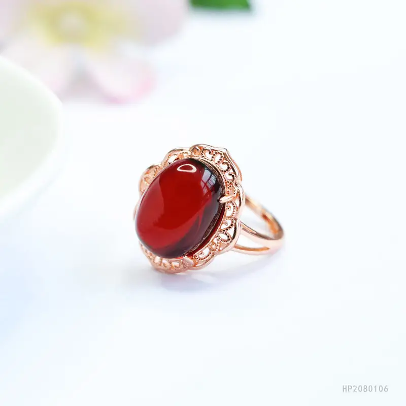 Guan Yu Natural Blood Amber Ring Water Purifying - Image 3