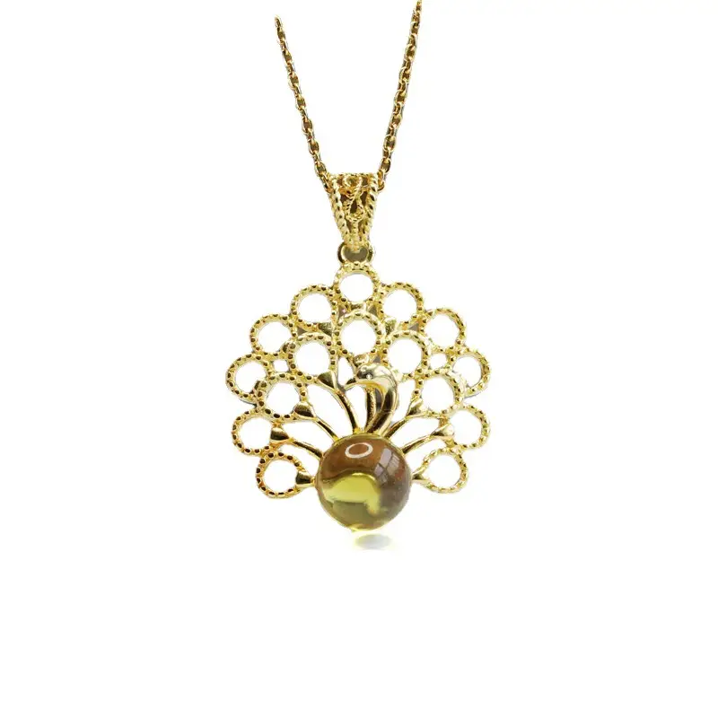 Guan Yu S925 Silver Inlaid Natural Gold Amber Pendant Necklace - Image 7