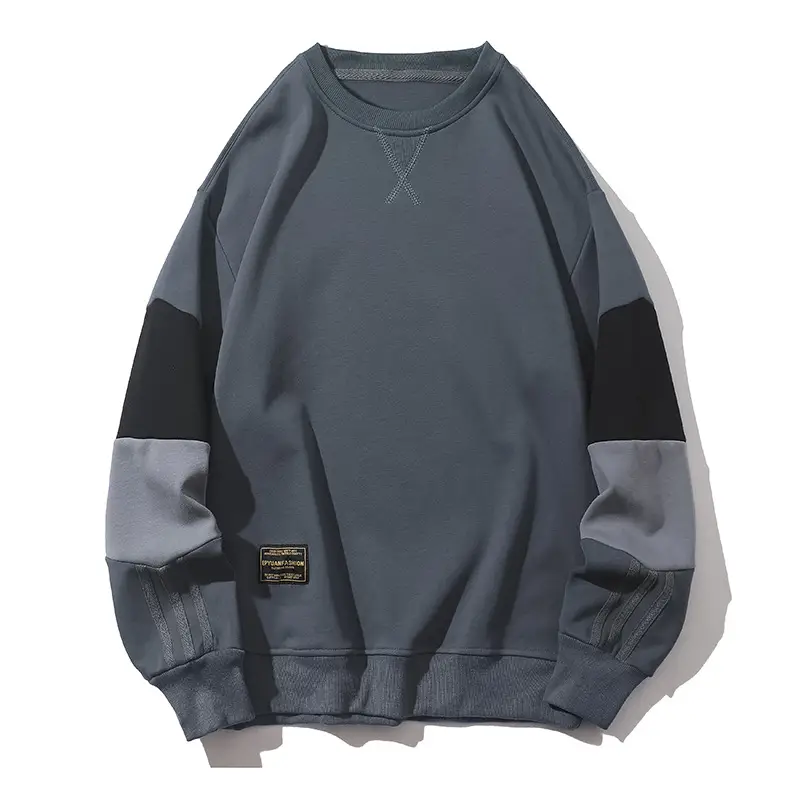 Men's 2022 Black Joker Crewneck Sweatshirt with Blue White Sleeves - Image 4