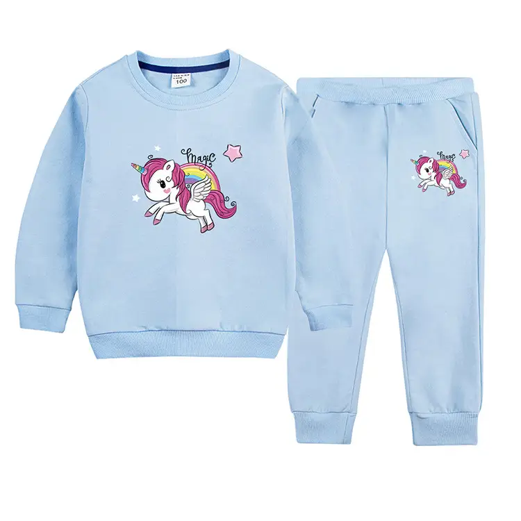 Children's Unicorn Sweatshirt Pants Set Pink Black Cotton Spring Autumn — feature 4