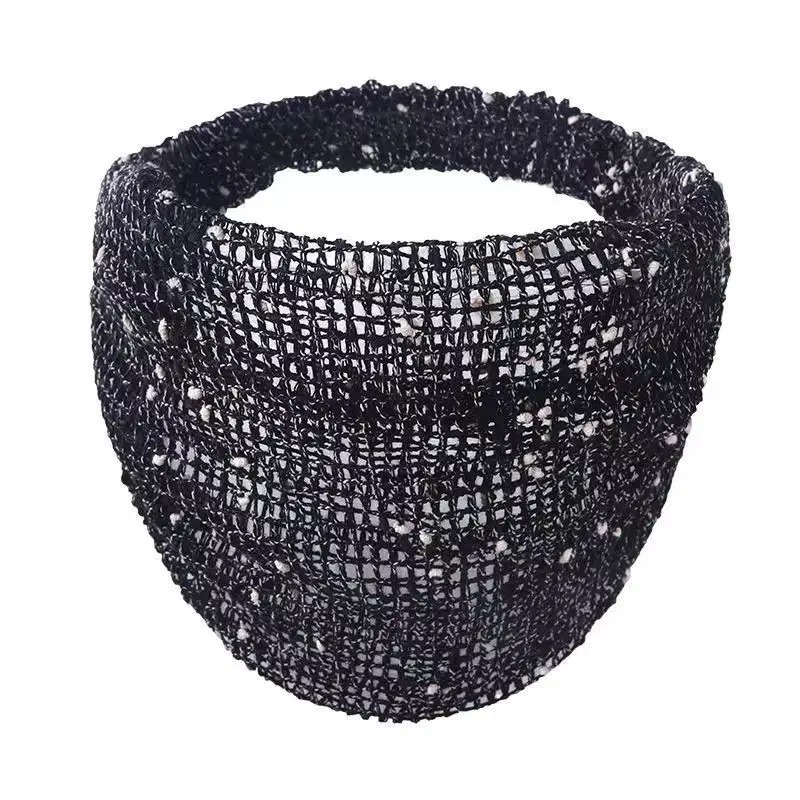 Black Beaded Wide Bristle Headband for Hair Cover