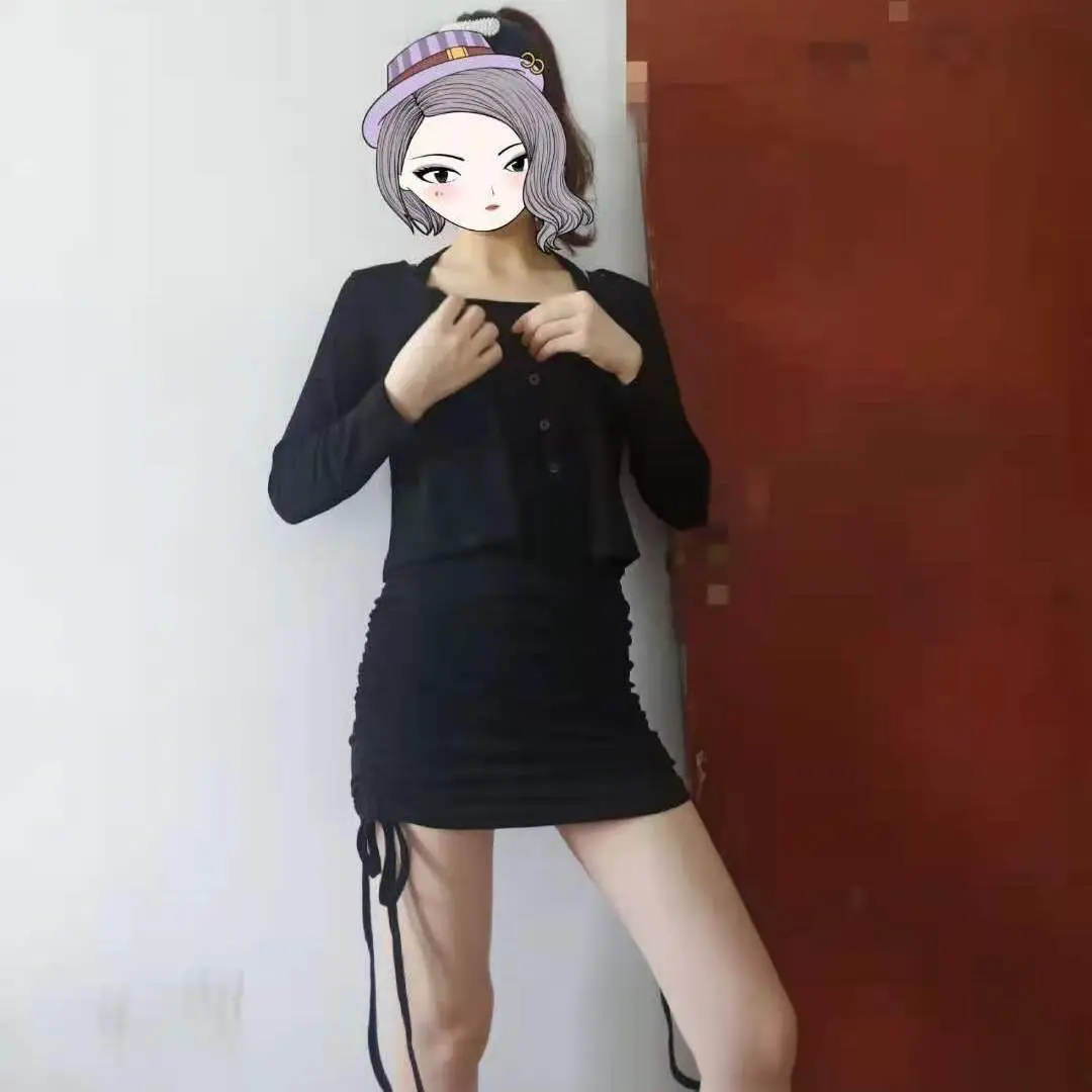 Black Slim Fit Drawstring Halter Dress for Women - Image 6