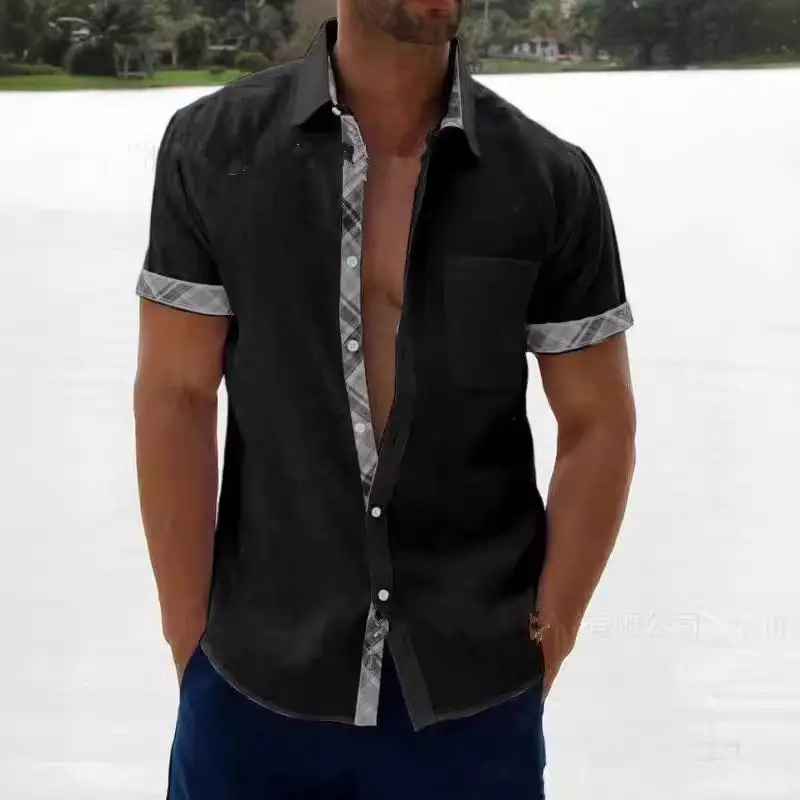 Men's Purple Printed Short Sleeve Shirt Summer 2023