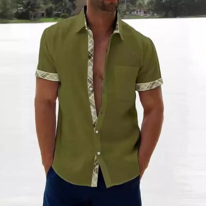 Men's Purple Printed Short Sleeve Shirt Summer 2023