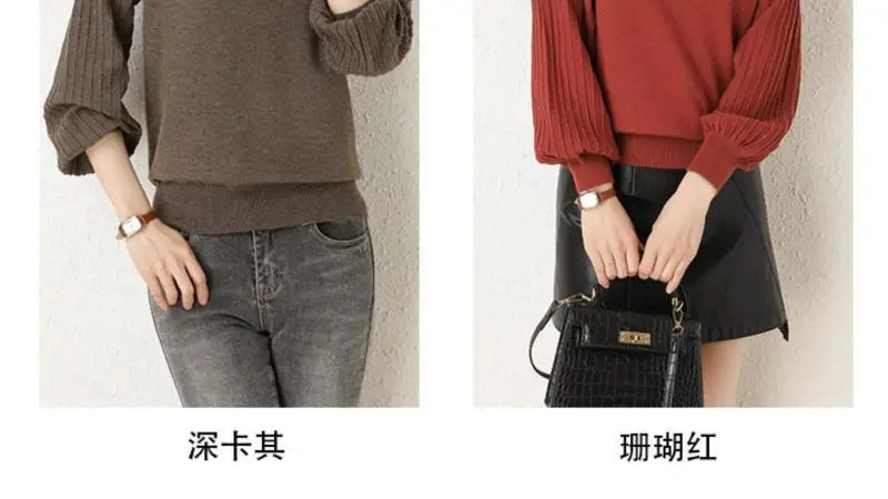 Women's Red V-Neck Knitted Sweater Autumn 2022 — feature 4