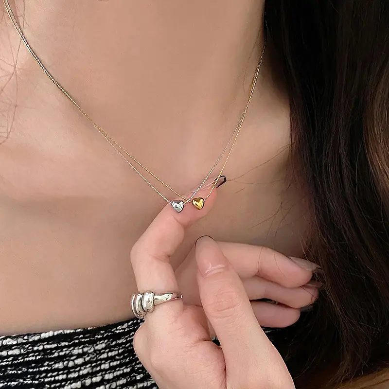 Golden Heart Necklace for Women, Gold Plated, Elegant Clavicle Chain, Summer Style — feature 3