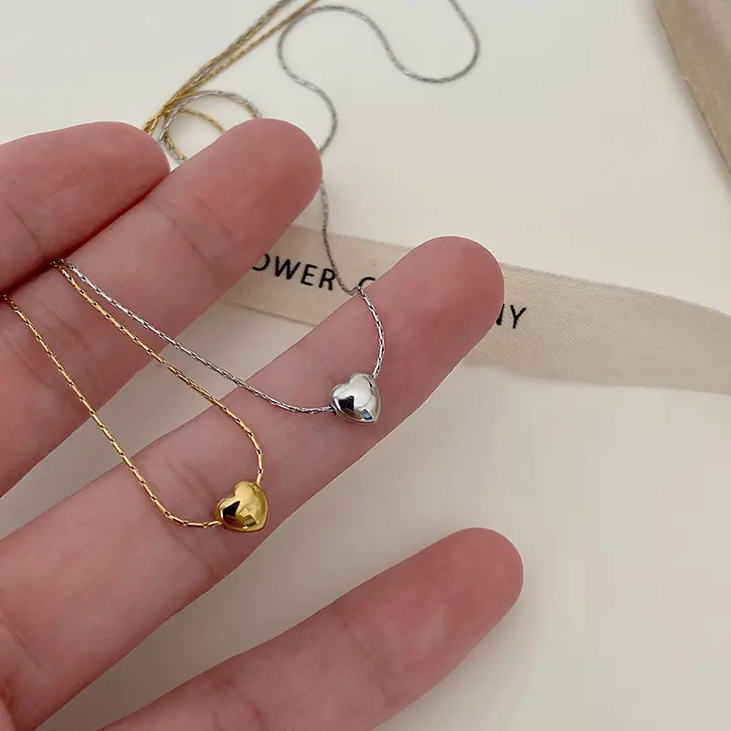 Golden Heart Necklace for Women, Gold Plated, Elegant Clavicle Chain, Summer Style - Image 4