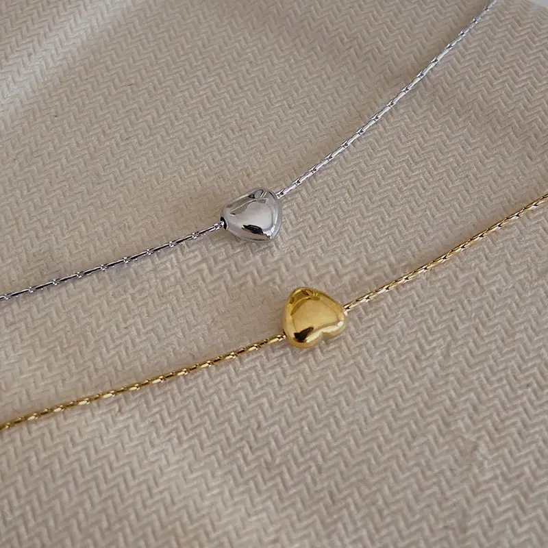 Golden Heart Necklace for Women, Gold Plated, Elegant Clavicle Chain, Summer Style — feature 12