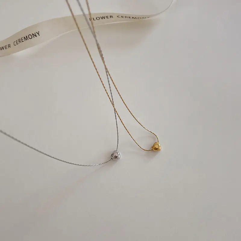 Golden Heart Necklace for Women, Gold Plated, Elegant Clavicle Chain, Summer Style — feature 13