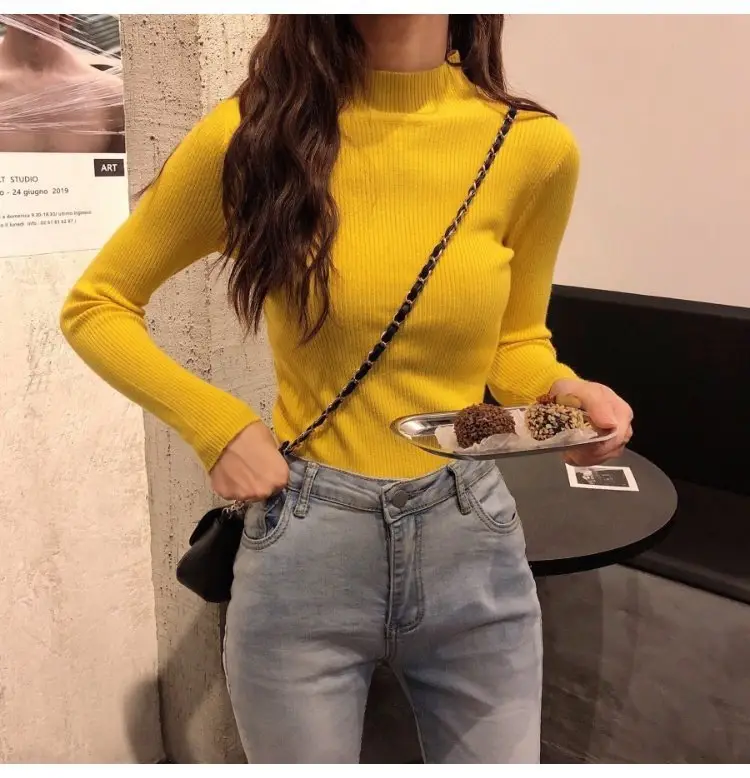 2022 Long-sleeve Black Half-Turtleneck Sweater for Women — feature 10