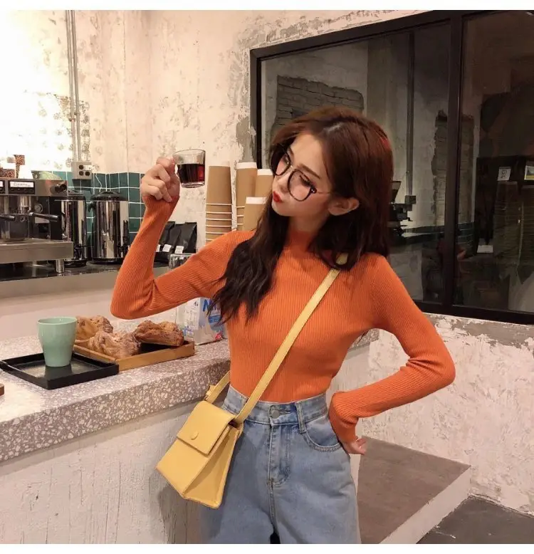 2022 Long-sleeve Black Half-Turtleneck Sweater for Women — feature 23
