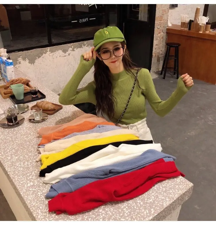 2022 Long-sleeve Black Half-Turtleneck Sweater for Women — feature 31