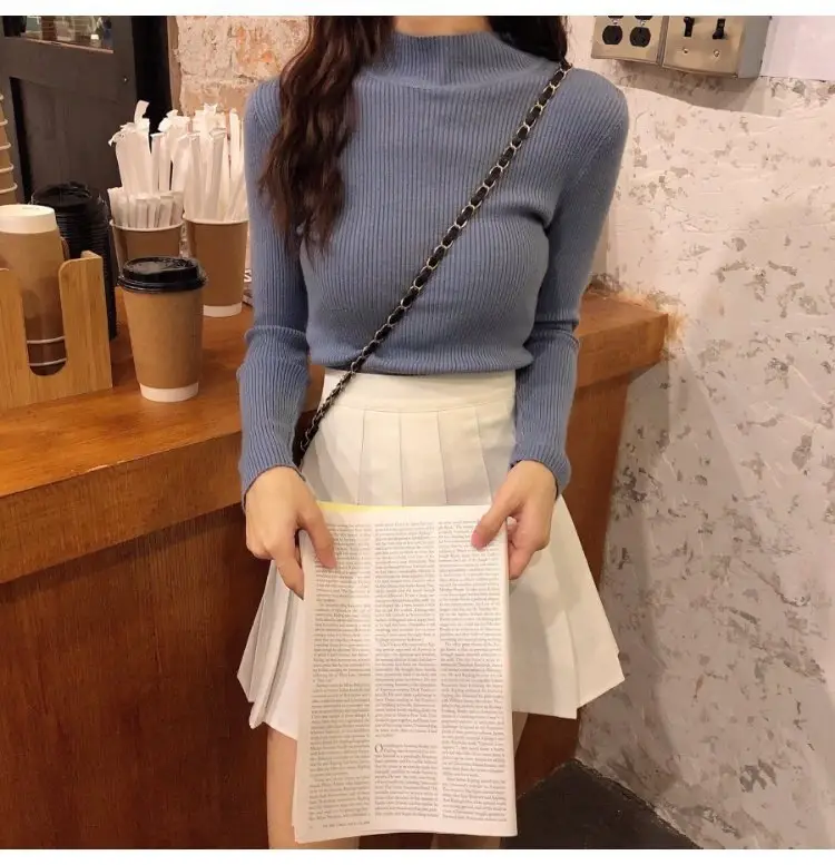 2022 Long-sleeve Black Half-Turtleneck Sweater for Women — feature 36