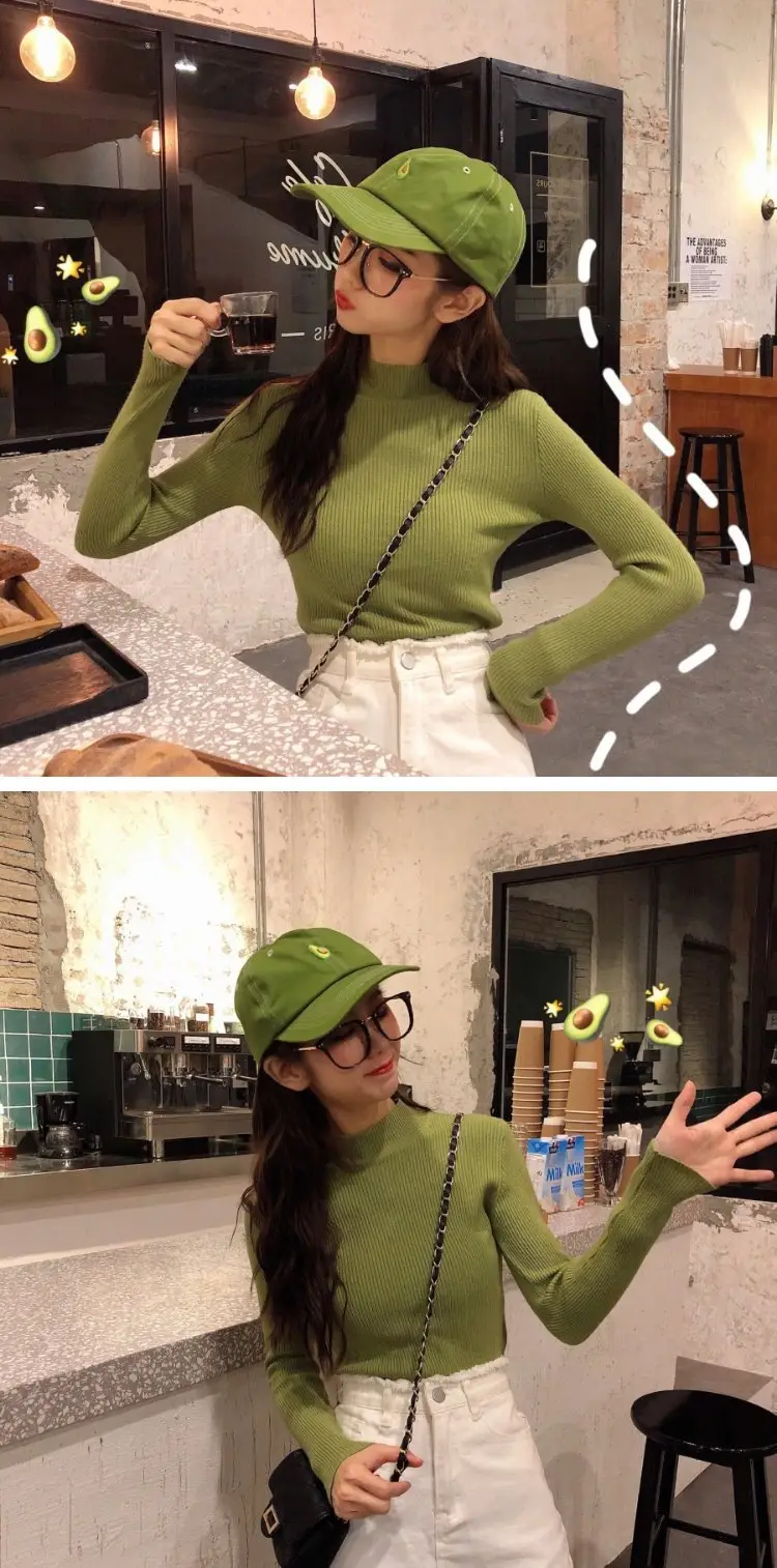 2022 Long-sleeve Black Half-Turtleneck Sweater for Women — feature 40