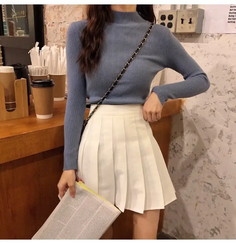 2022 Long-sleeve Black Half-Turtleneck Sweater for Women — feature 42