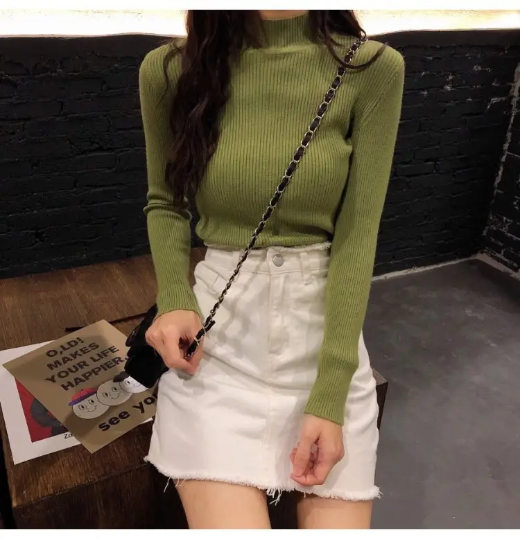 2022 Long-sleeve Black Half-Turtleneck Sweater for Women — feature 49