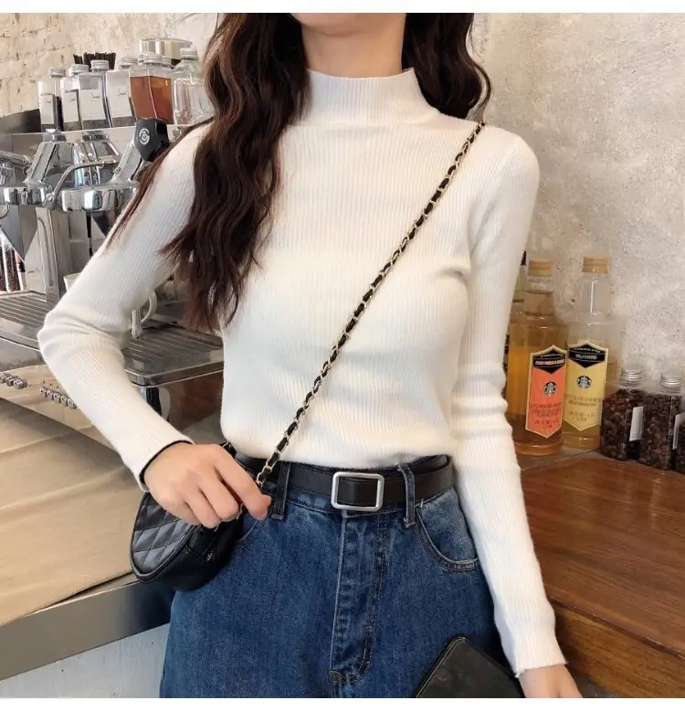 2022 Long-sleeve Black Half-Turtleneck Sweater for Women — feature 52