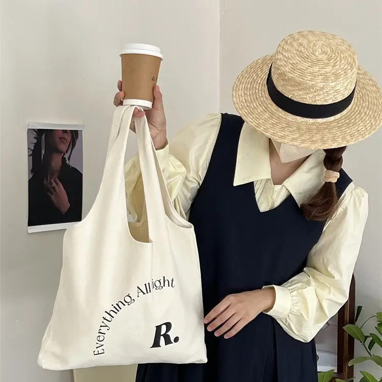 Women Canvas Tote Bag English Print Summer Shopping Bag - Image 3