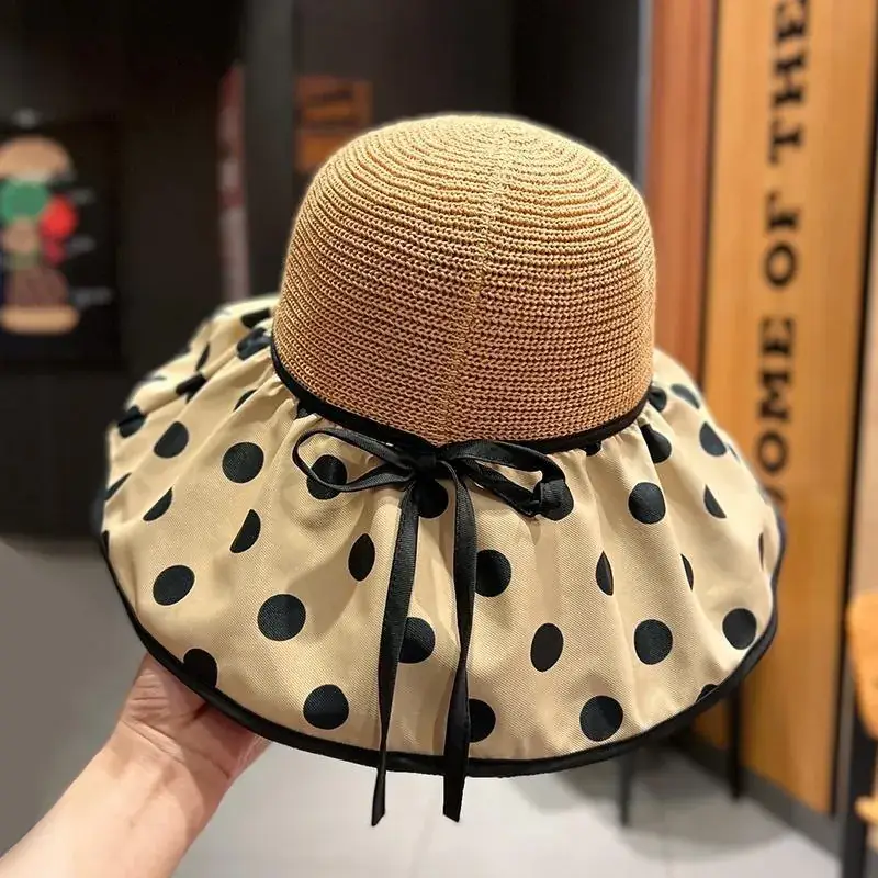 Fashion Polka Dot Travel Sun Hat with Big Brim