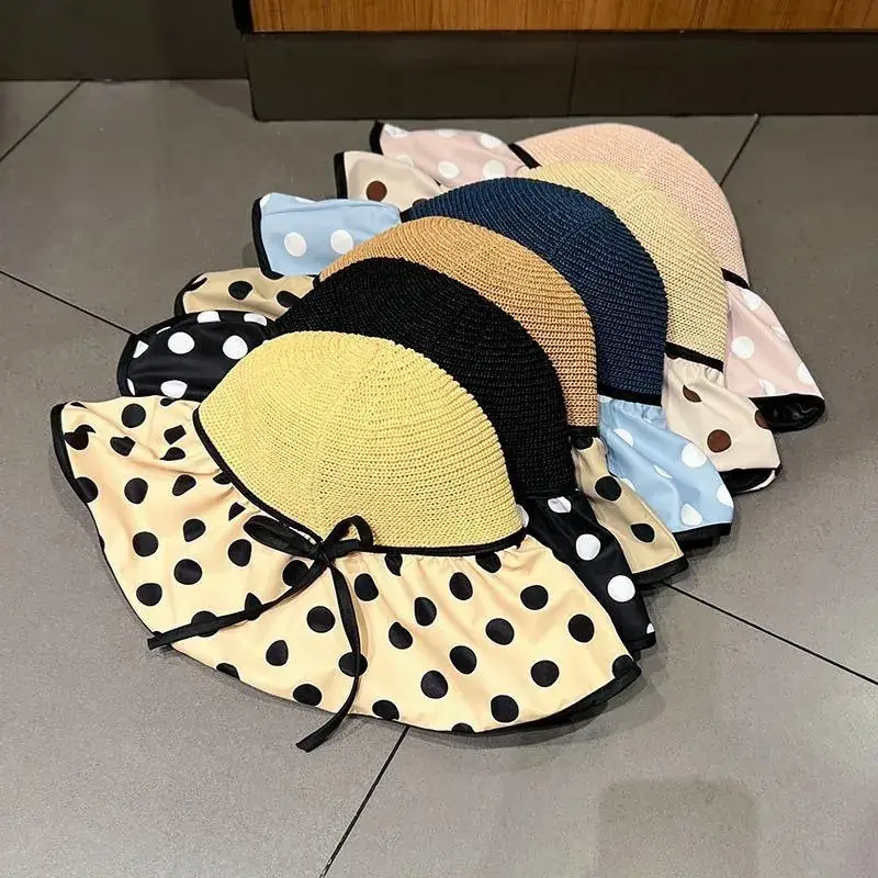 Fashion Polka Dot Travel Sun Hat with Big Brim
