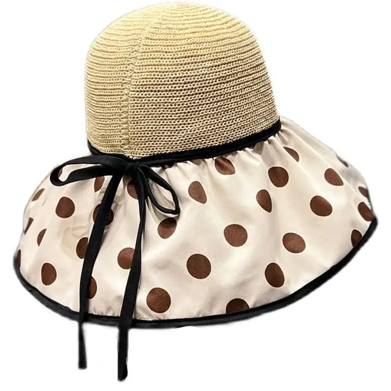 Fashion Polka Dot Travel Sun Hat with Big Brim