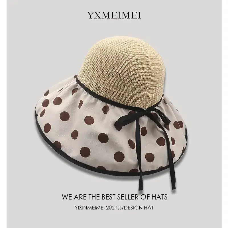 Fashion Polka Dot Travel Sun Hat with Big Brim