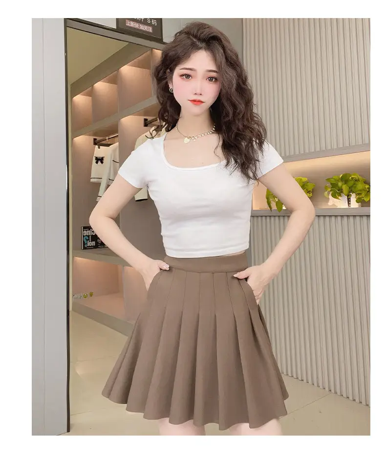 Pink Pleated Skirt High Waist Elastic A-Line Women Summer 2022 — feature 15