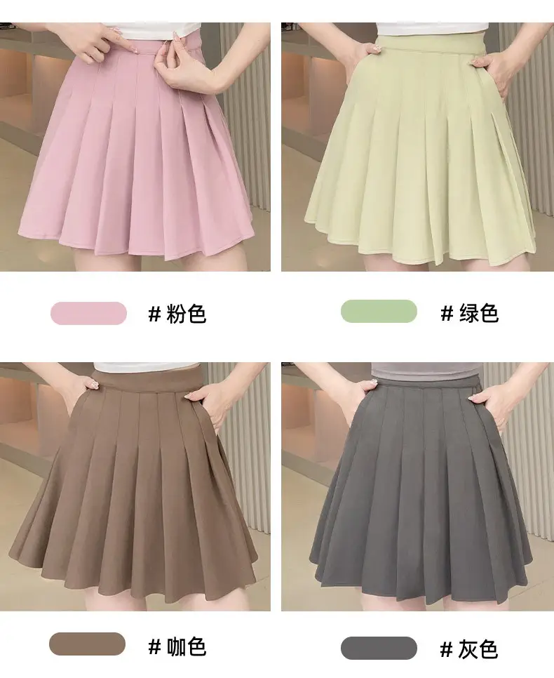 Pink Pleated Skirt High Waist Elastic A-Line Women Summer 2022 — feature 21