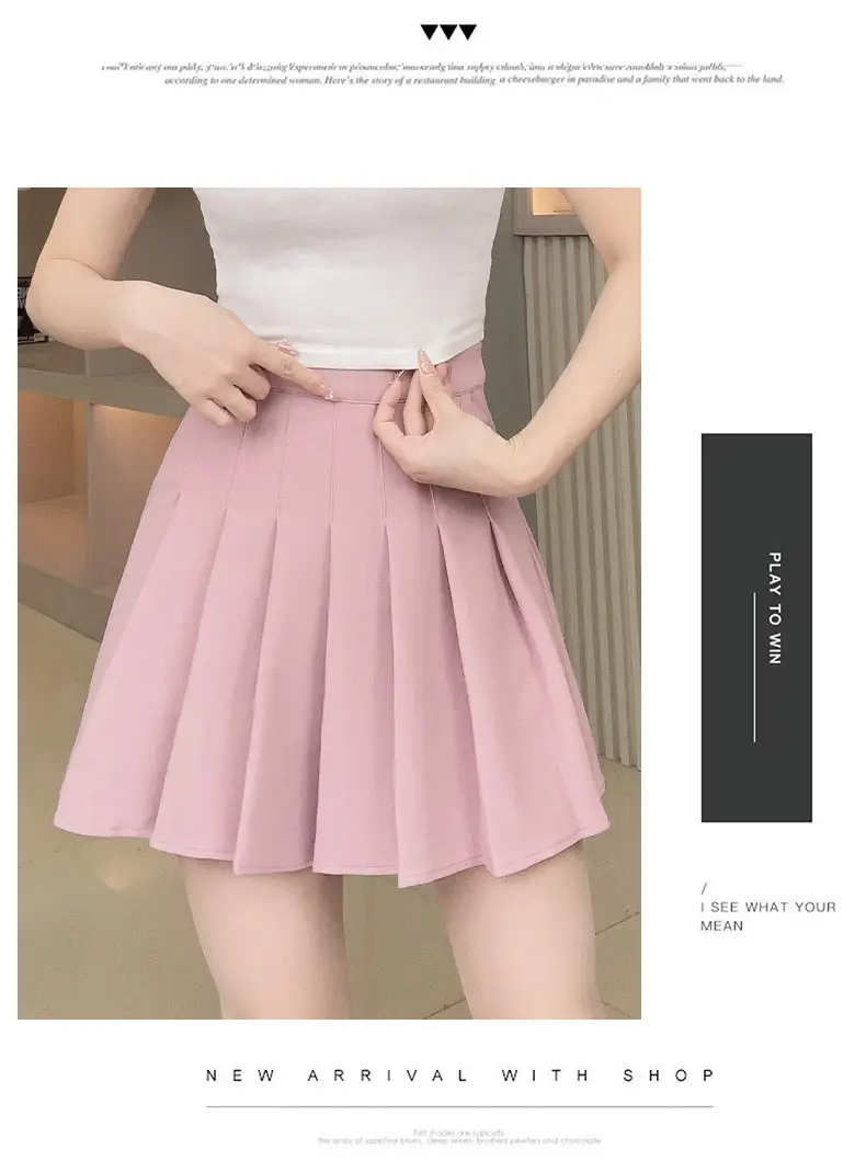 Pink Pleated Skirt High Waist Elastic A-Line Women Summer 2022 — feature 5