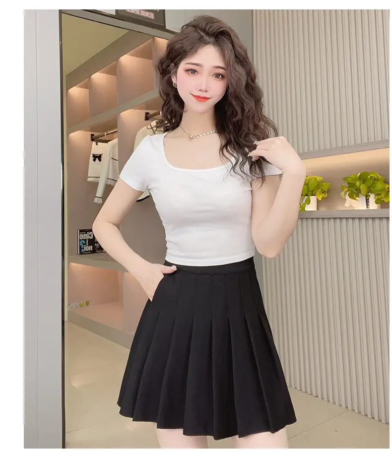 Pink Pleated Skirt High Waist Elastic A-Line Women Summer 2022 — feature 7