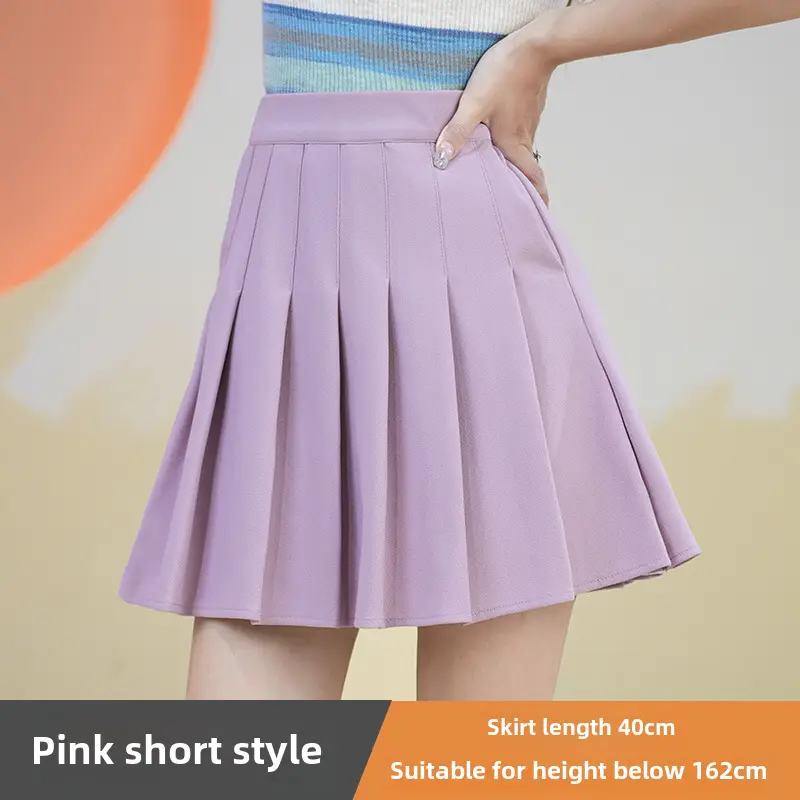 Pink Pleated Skirt High Waist Elastic A-Line Women Summer 2022 - Image 16