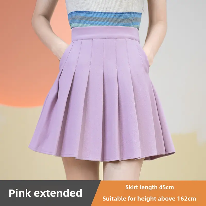 Pink Pleated Skirt High Waist Elastic A-Line Women Summer 2022 - Image 45