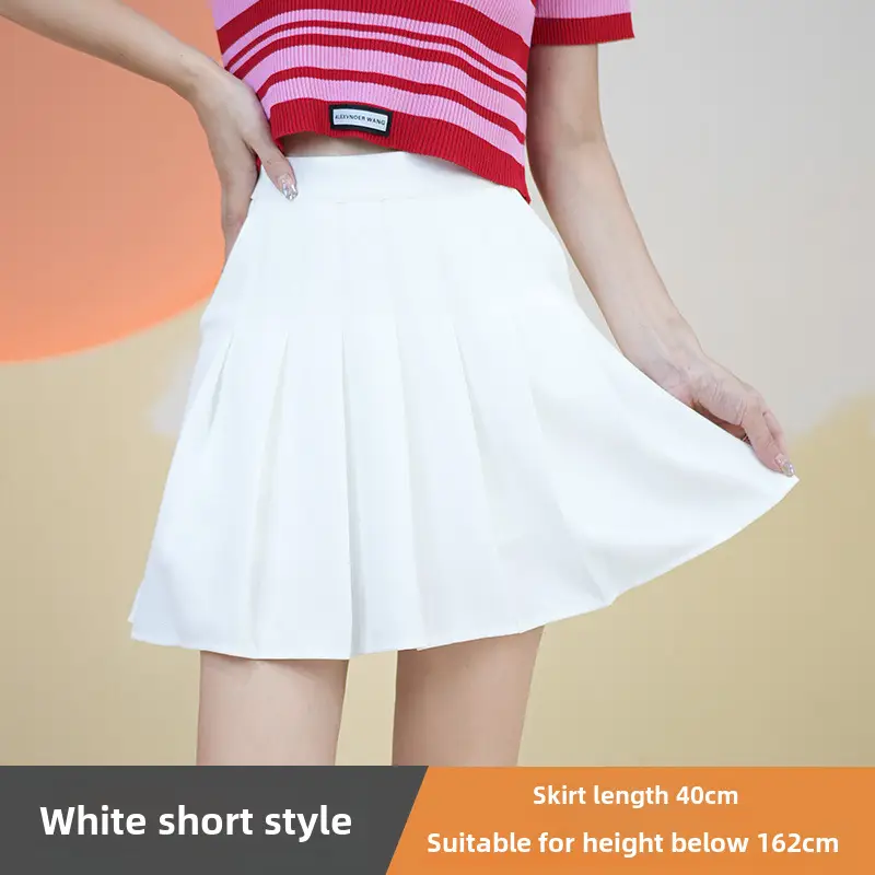 Pink Pleated Skirt High Waist Elastic A-Line Women Summer 2022 - Image 5