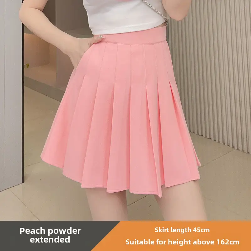 Pink Pleated Skirt High Waist Elastic A-Line Women Summer 2022 - Image 74