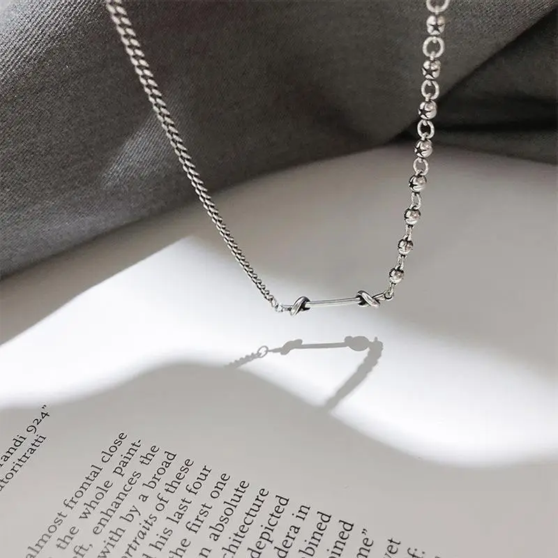 Korean Dongda Knotted Asymmetric Clavicle Necklace - Image 5