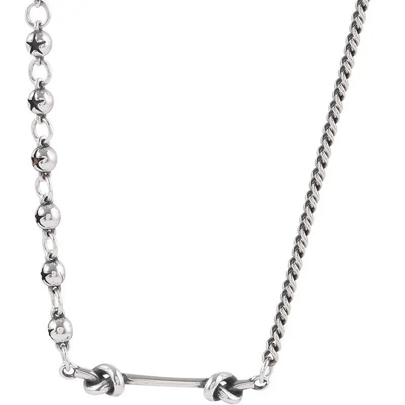 Korean Dongda Knotted Asymmetric Clavicle Necklace - Image 7