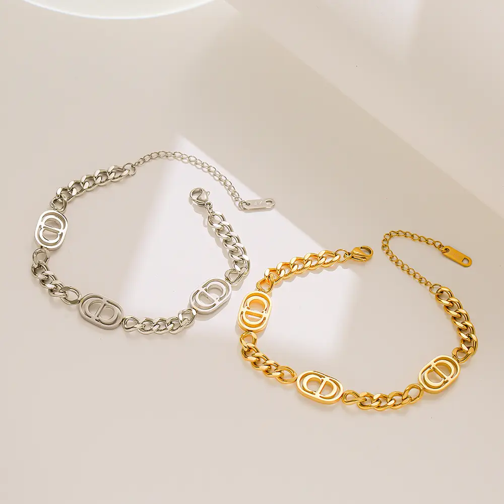 Titanium Steel Cuban Letter Bracelet for Women - Image 4