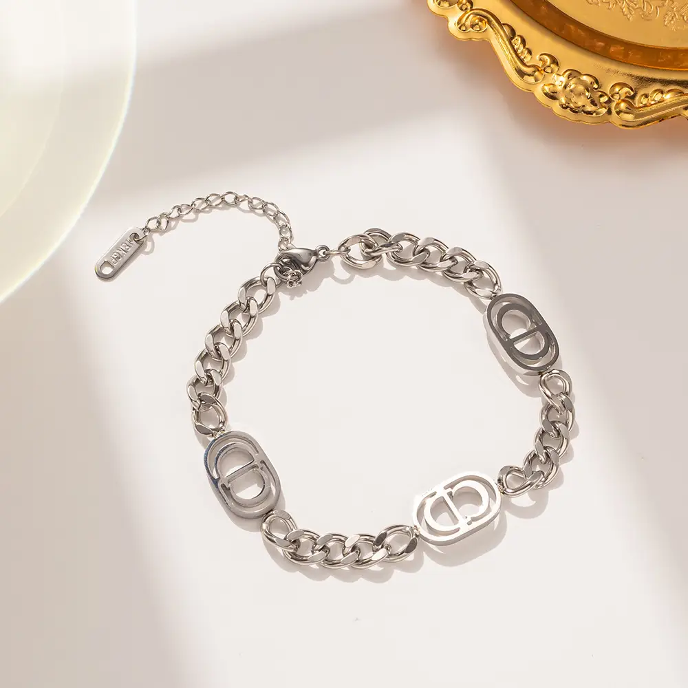 Titanium Steel Cuban Letter Bracelet for Women - Image 2