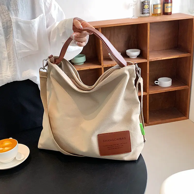 Canvas Shoulder Bag Women Large Capacity Artistic Korean Style - Image 6