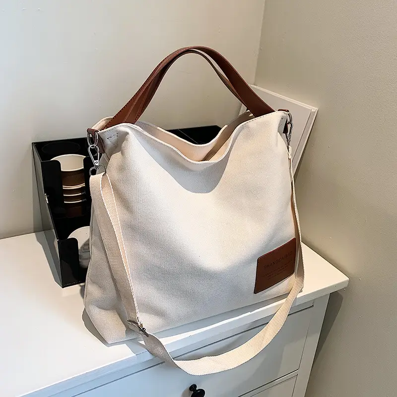 Canvas Shoulder Bag Women Large Capacity Artistic Korean Style - Image 2