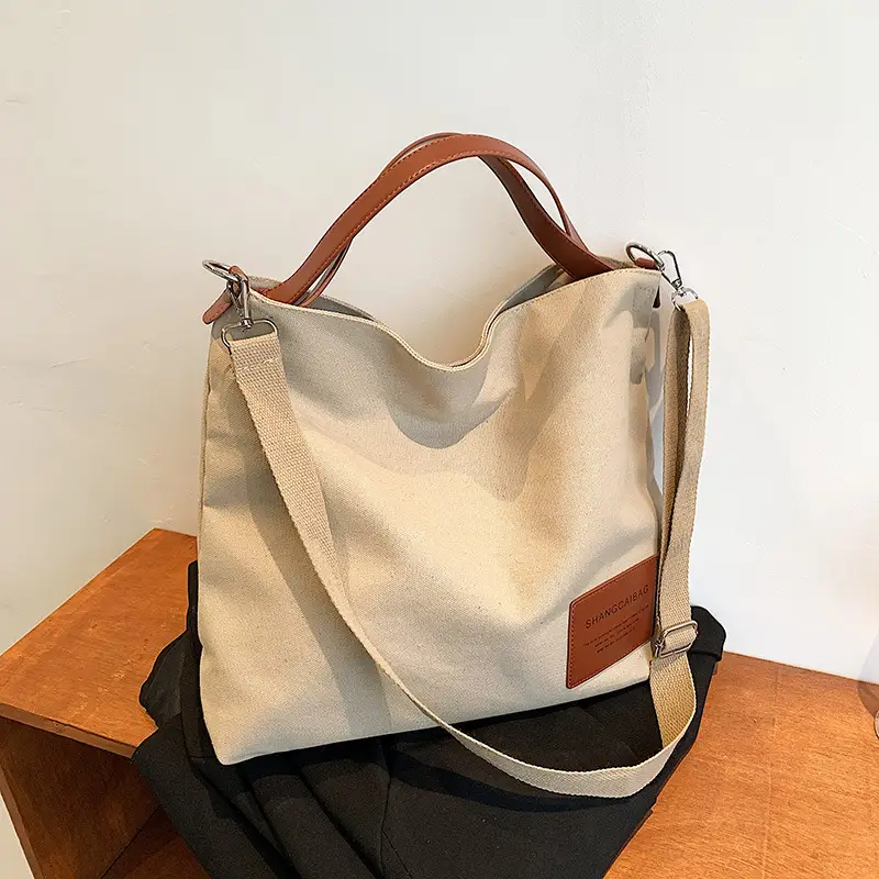 Canvas Shoulder Bag Women Large Capacity Artistic Korean Style - Image 3