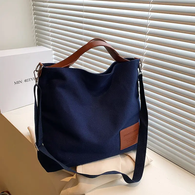 Canvas Shoulder Bag Women Large Capacity Artistic Korean Style - Image 4