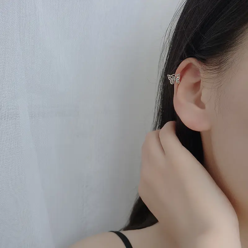 S925 Sterling Silver Butterfly Ear Clips for Women