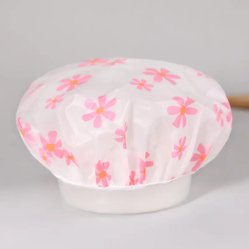 Meiliya Waterproof Shower Cap with Floral Design - Image 2