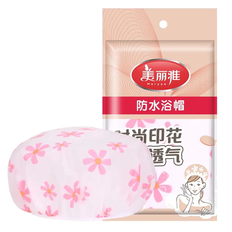 Meiliya Waterproof Shower Cap with Floral Design - Image 5