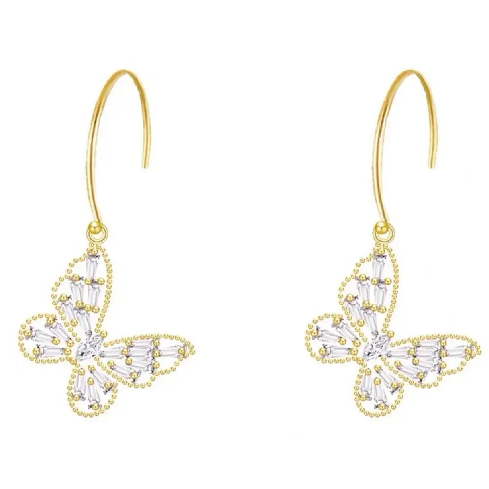 White Zircon Butterfly Earrings for Women - Image 5