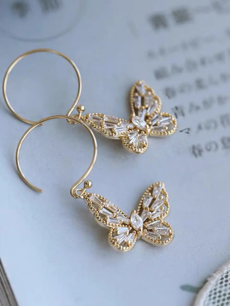 White Zircon Butterfly Earrings for Women — feature 9