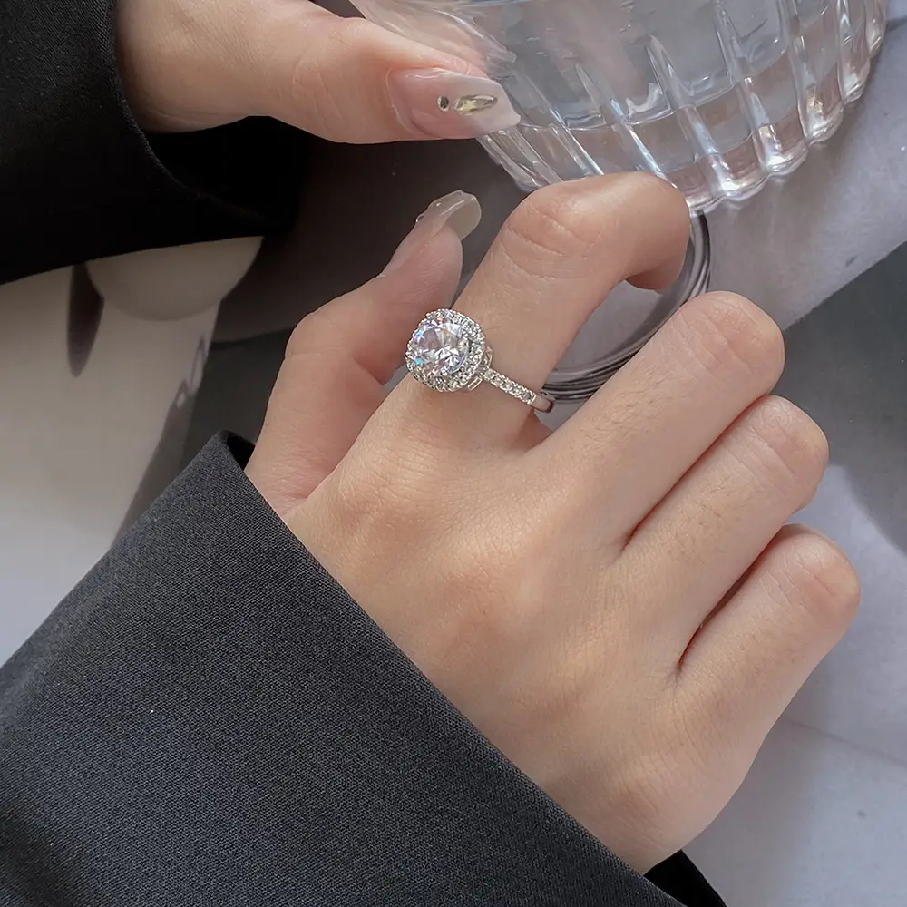 Japanese Korean Style Square Zircon Diamond Ring Women's Adjustable Luxury - Image 4